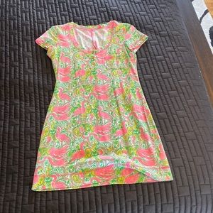 Lilly Pulitzer 100% Pima cotton size small flamingo dress